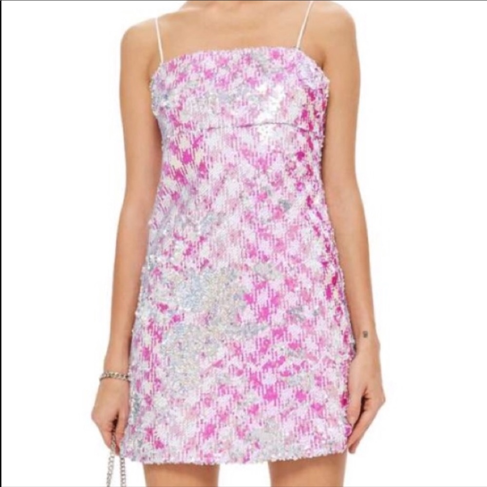 Topshop Petite Two Tone Sequin Dress